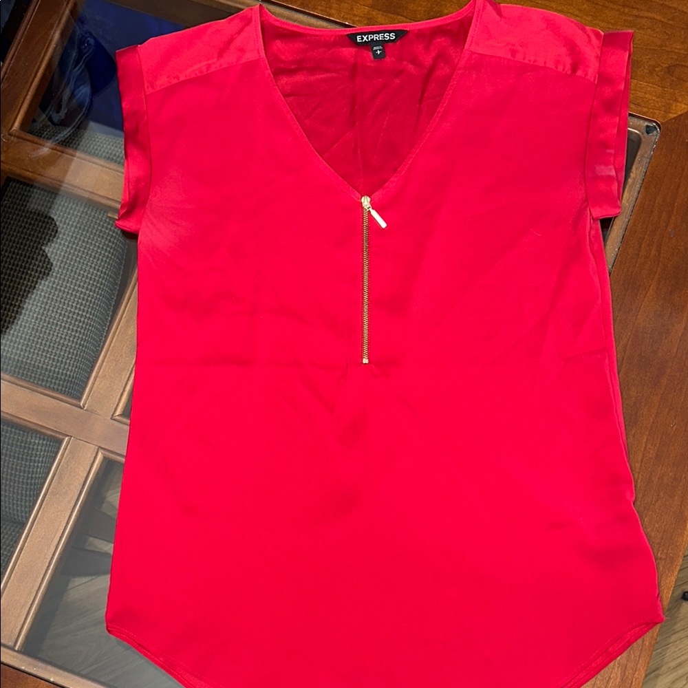 Express Women's Red V-Neck Top